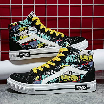 Colorful Print High Top Canvas Sneakers