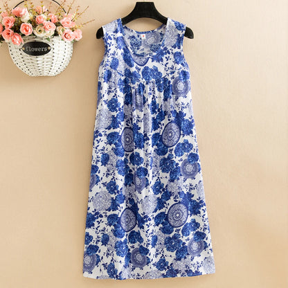 Vintage Style Sleeveless Print Dres