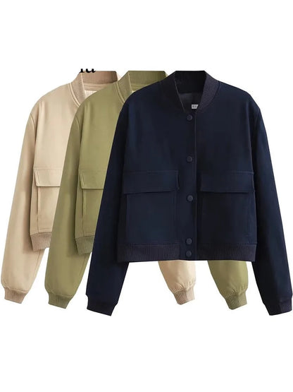 Willshela Women's Solid Bomber Jacket