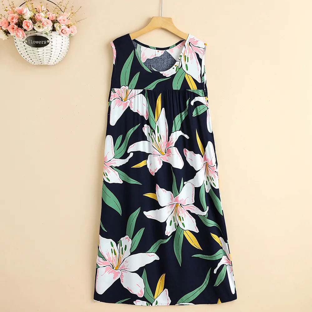 Vintage Style Sleeveless Print Dres