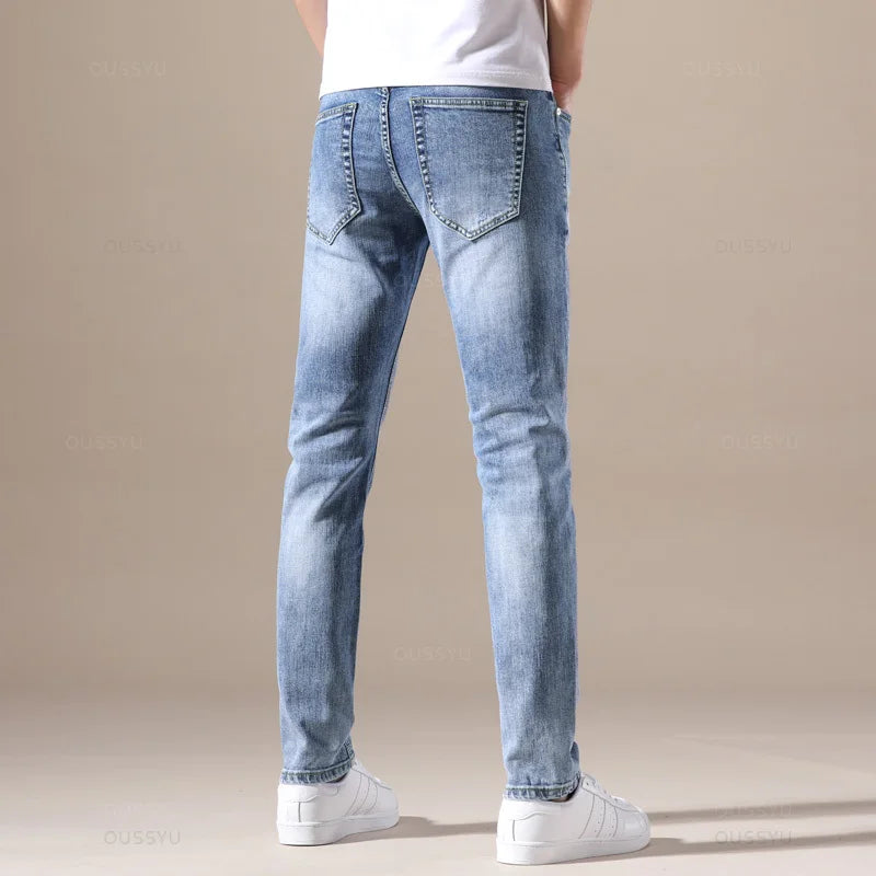 OUSSYU High-Quality Stretch Light Blue Denim Jeans