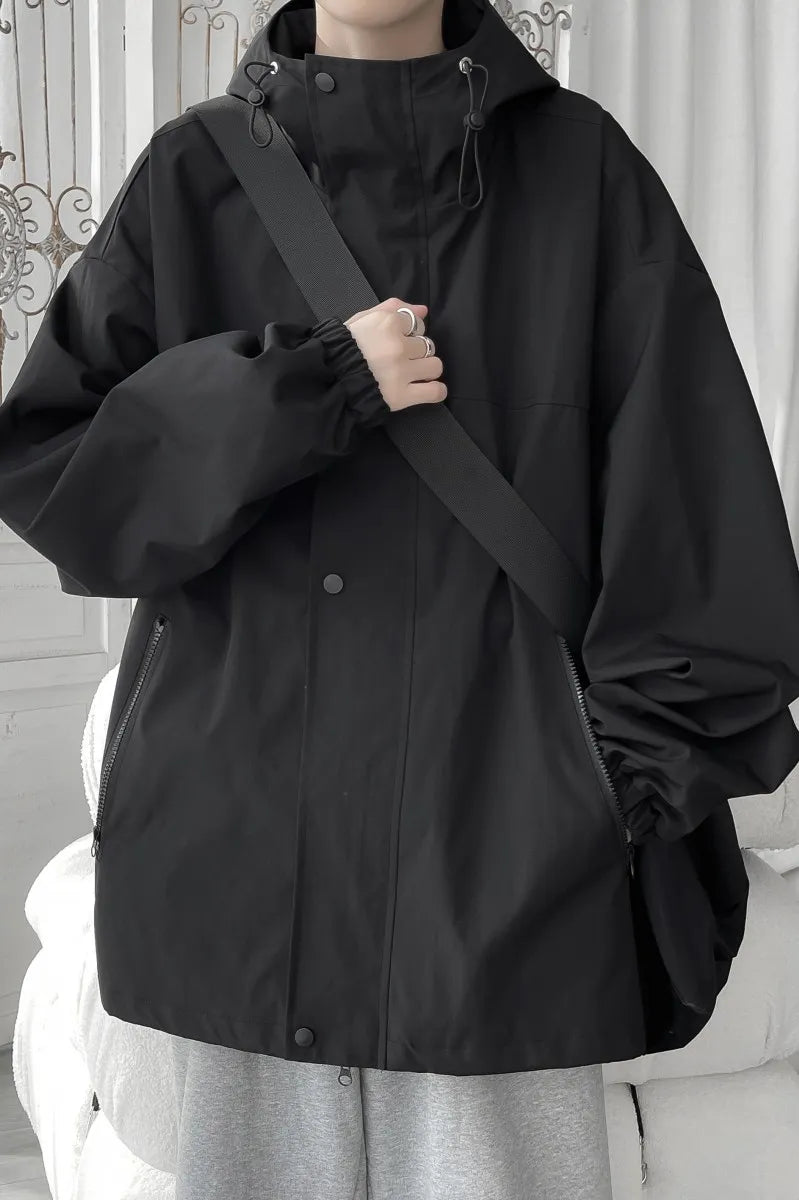 Hooded Plain Zip Jacket