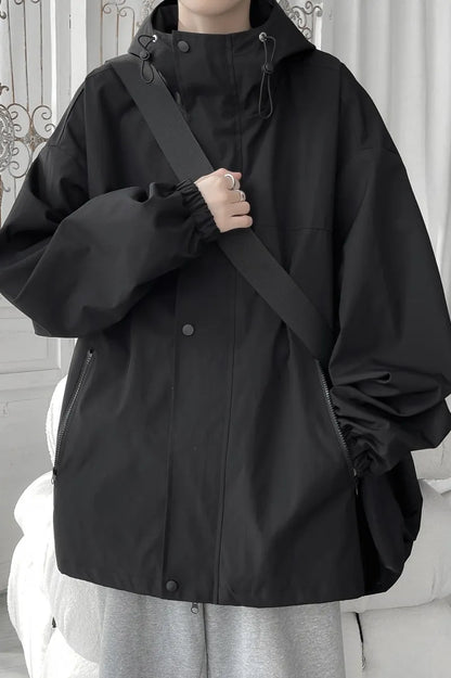 Hooded Plain Zip Jacket
