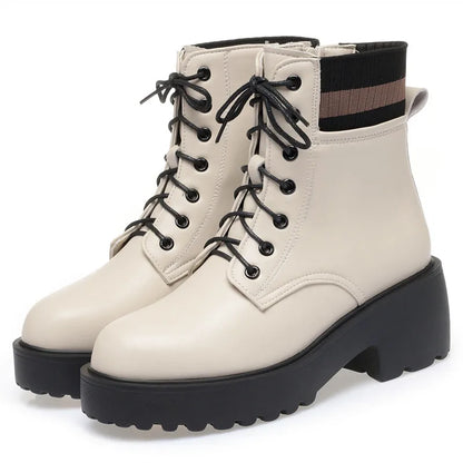 Women's Casual Fashion Leather Sock Boots