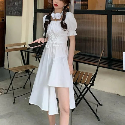HOUZHOU White Midi Summer Dress