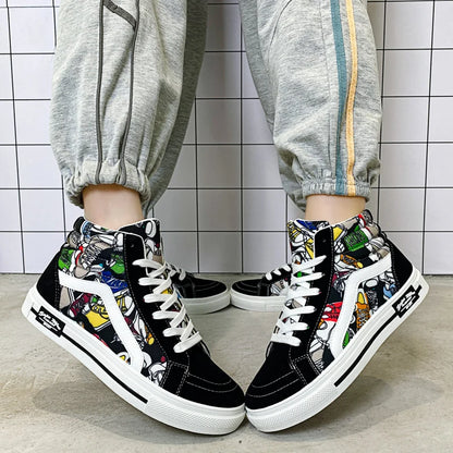 Colorful Print High Top Canvas Sneakers
