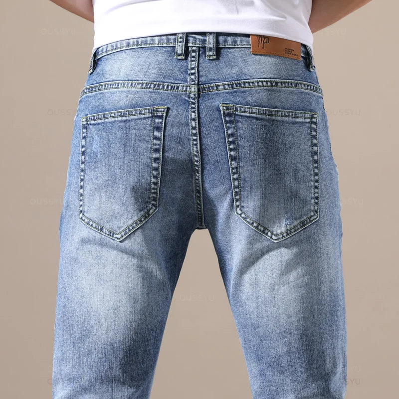 OUSSYU High-Quality Stretch Light Blue Denim Jeans