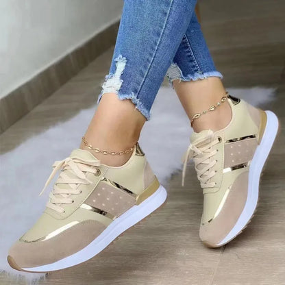 Women's Platform Patchwork Leather Sneakers