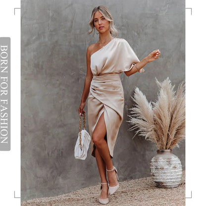 Kelly Satin Irregular Evening Dress