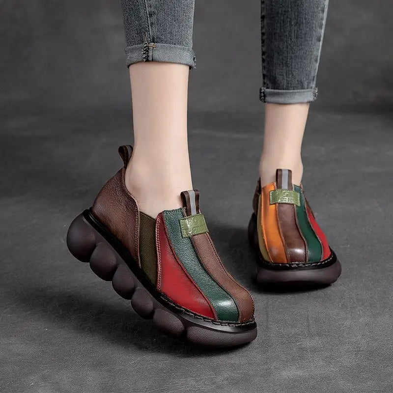 Women's Handmade Rainbow Color  Leather Shoes