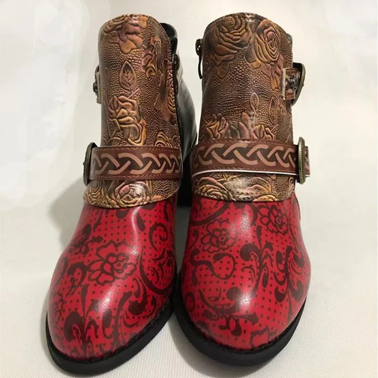Retro Ethnic Style Printing High Heels Shoes