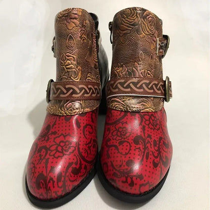 Retro Ethnic Style Printing High Heels Shoes