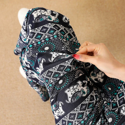 Elephant Print Wide Leg Pants