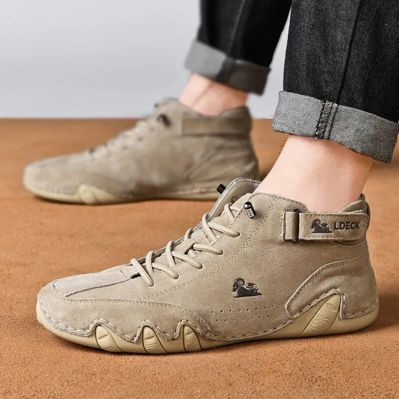 Italian Handmade Suede Velcro High Boots