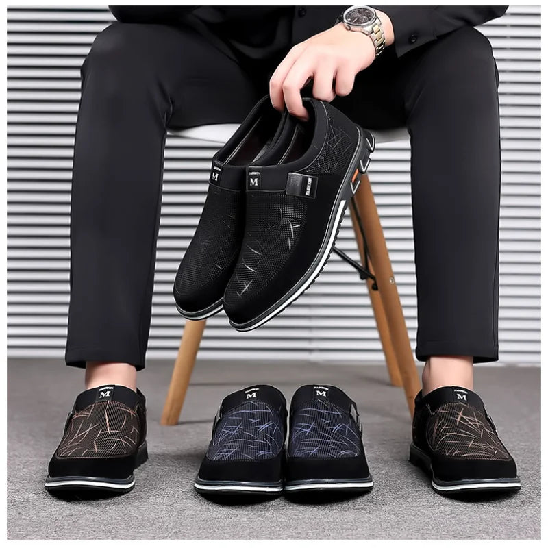 Men's Artificial Leather Round Toe Slip-On Breathable Shoes